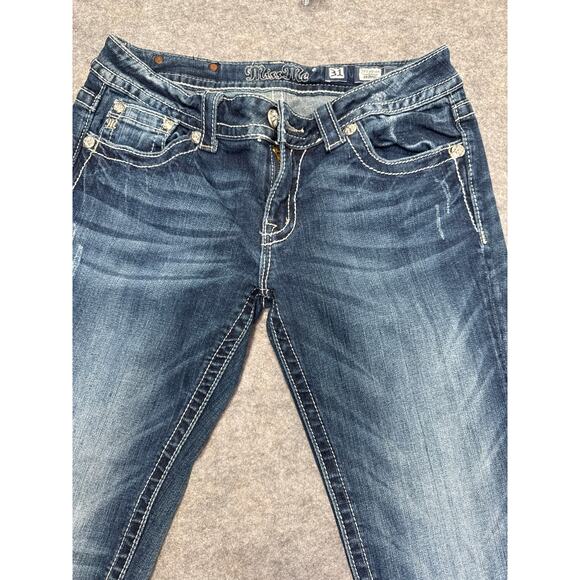 Miss Me JP536054 Skinny Jeans Women’s 31 Distressed Embellished Fleur-de-Lis - Picture 3 of 8